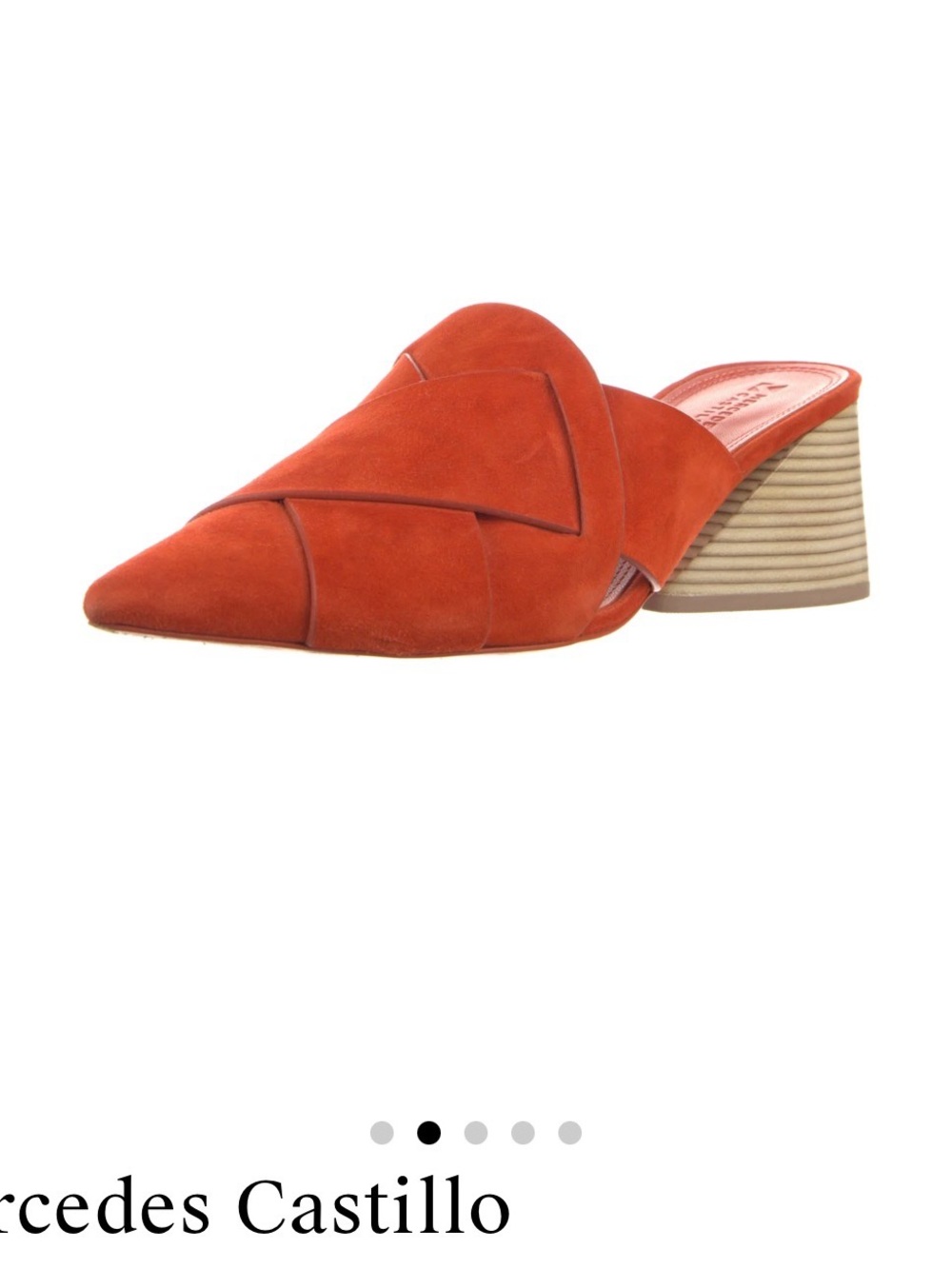 MERCEDES CASTILLO Rust Orange Suede Pointed Mule with Block Heel 7.5